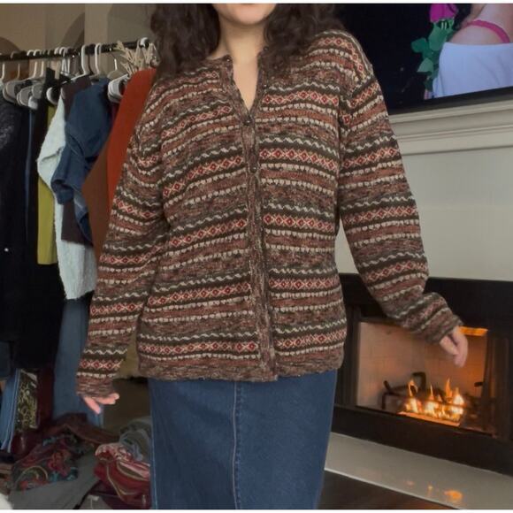 Vintage 90s 2000s Cottagecore Grandpa Cardigan - Picture 1 of 8